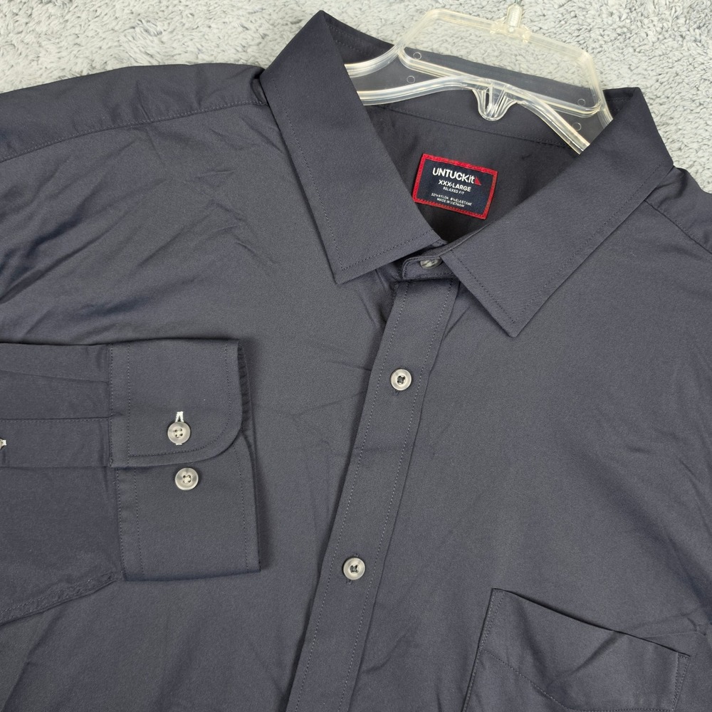 UNTUCKit Performance Shirt Mens 3XL Black Solid Relaxed Fit Button Down Gironde